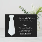Invitation Serez-Vous Mon Groomsman Cravate blanche et noire (Debout devant)