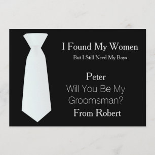 Invitation Serez-Vous Mon Groomsman Cravate blanche et noire
