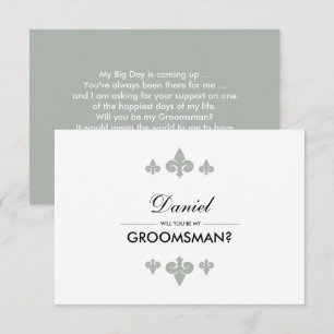 Invitation Serez-vous mon Groomsman ? Fleur de lis Blanc gris