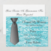 Invitation Serez-Vous Mon Groomsman Gold & White Cravate (Devant / Derrière)