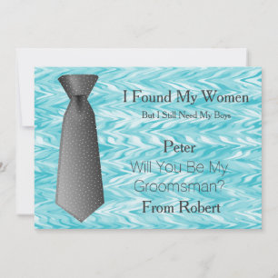 Invitation Serez-Vous Mon Groomsman Gold & White Cravate