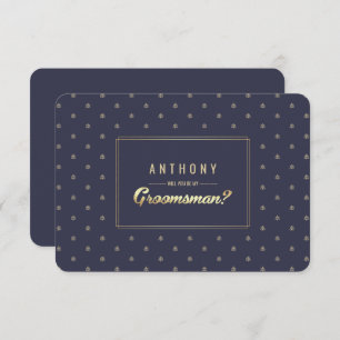 Invitation Serez-vous mon Groomsman ? Mariage d'or bleu marin