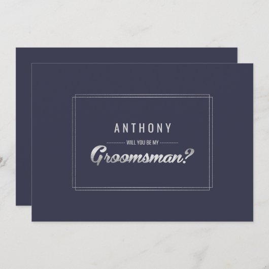 Invitation Serez-vous mon Groomsman ? Mariage en argent bleu  (Devant / Derrière)