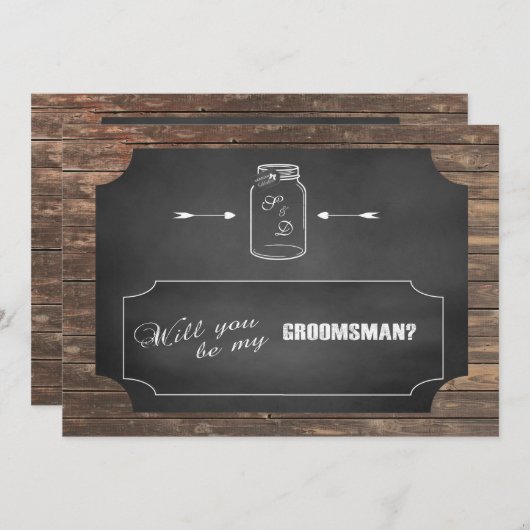 Invitation Serez-Vous Mon Groomsman ? Mason Jar Chalkboard (Devant / Derrière)