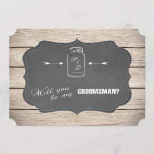 Invitation Serez-Vous Mon Groomsman ? Mason Jar Chalkboard