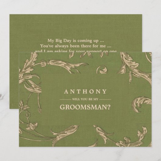 Invitation Serez-vous mon Groomsman ? Motif vintage (Devant / Derrière)