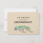 Invitation Serez-vous mon Groomsman ? Papier Botanique Kraft (Devant)