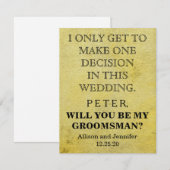 Invitation Serez-vous mon Groomsman ? Personnalisé (Devant / Derrière)