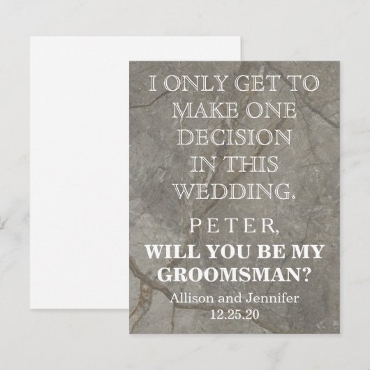 Invitation Serez-vous mon Groomsman ? Personnalisé (Devant / Derrière)