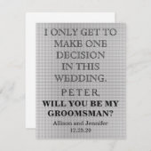 Invitation Serez-vous mon Groomsman ? Personnalisé (Devant / Derrière)