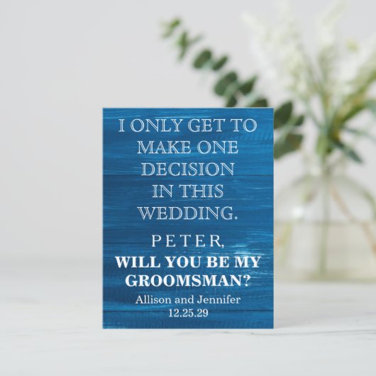 Invitation Serez-vous mon Groomsman ? Personnalisé (Debout devant)