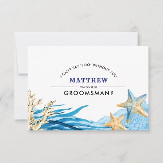Invitation Serez-vous mon Groomsman ? Plage Starfish (Devant)