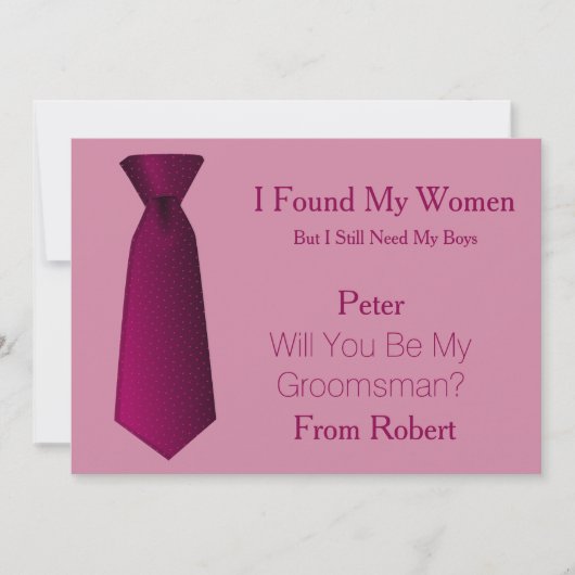Invitation Serez-Vous Mon Groomsman Purple & Pink Cravate (Devant)