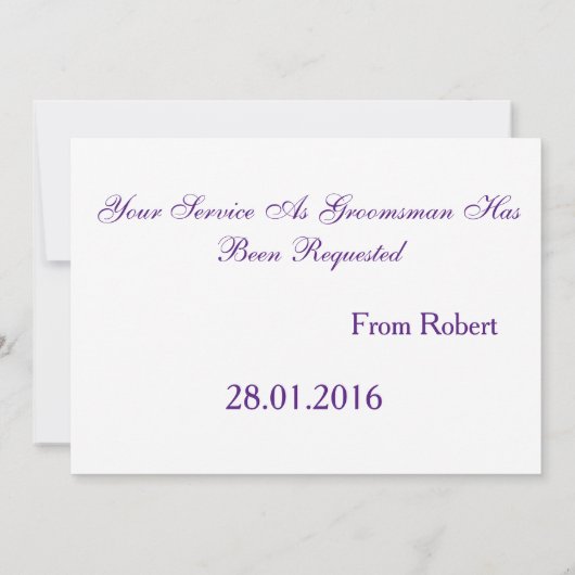 Invitation Serez-Vous Mon Groomsman Purple & White Cravate In (Dos)