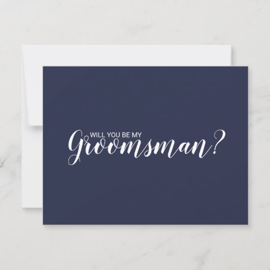 Invitation Serez-Vous Mon Groomsman ? Script moderne bleu mar (Devant)