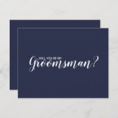 Invitation Serez-Vous Mon Groomsman ? Script moderne bleu mar (Devant / Derrière)