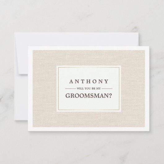 Invitation Serez-vous mon Groomsman ? Texture de Burlap (Devant)