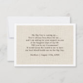 Invitation Serez-vous mon Groomsman ? Texture de Burlap (Dos)