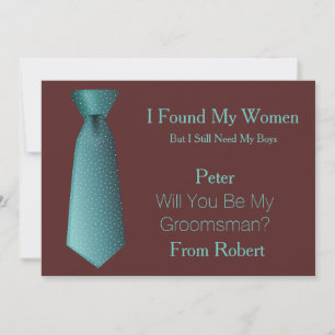 Invitation Serez-Vous Mon Groomsman Turquoise & White Cravate