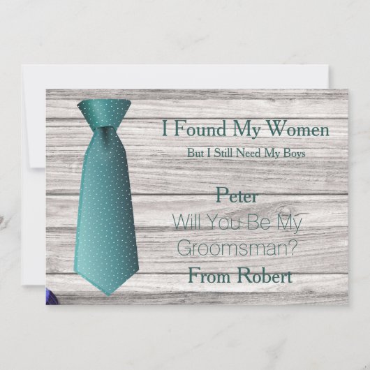 Invitation Serez-Vous Mon Groomsman Turquoise & White Cravate (Devant)