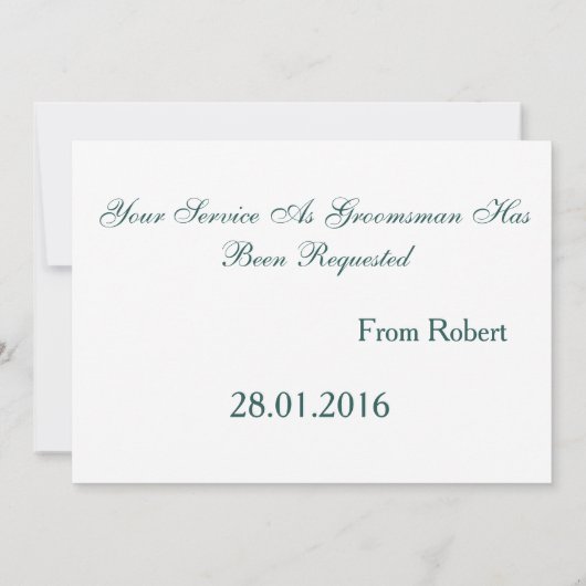Invitation Serez-Vous Mon Groomsman Turquoise & White Cravate (Dos)