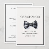 Invitation Serez-Vous Mon Groomsman Usher Meilleur Homme Noir (Devant / Derrière)