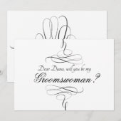 Invitation Serez-Vous Mon Groomswoman Noir Et Blanc (Devant / Derrière)