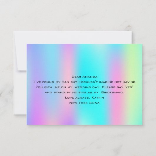 Invitation Serez-Vous Mon Holographe De Femme (Dos)