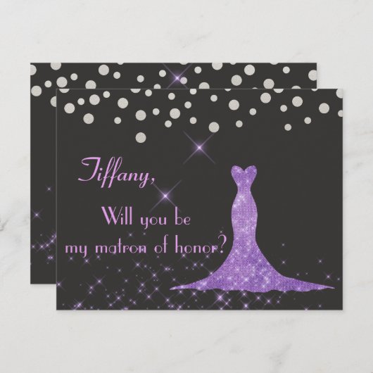 Invitation Serez-vous mon maître d'honneur la robe violette (Devant / Derrière)
