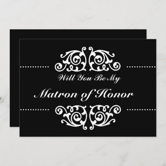 Invitation Serez-vous mon maître d'honneur Swirl noir et blan (Devant / Derrière)