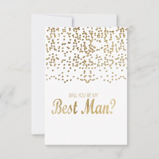 Invitation "Serez-Vous Mon Meilleur Homme ?" Faux Gold Confet (Devant)