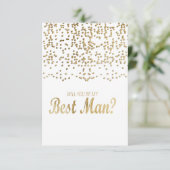 Invitation "Serez-Vous Mon Meilleur Homme ?" Faux Gold Confet (Debout devant)