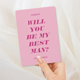 Invitation Serez-Vous Mon Meilleur Homme ? Rose de texte mode