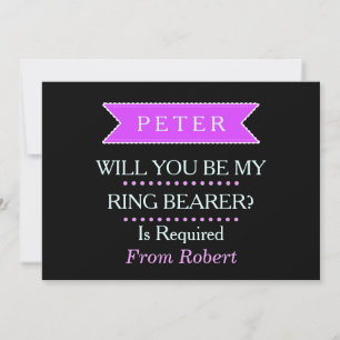 Invitation SEREZ-VOUS MON TÉMOIN Black Purple ribbon