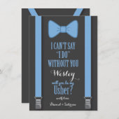 Invitation Serez-Vous Mon Usher - Bracelets Cravates Bleues (Devant / Derrière)