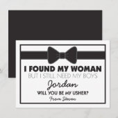 Invitation Serez-vous mon usher cravate noire et blanche (Devant / Derrière)