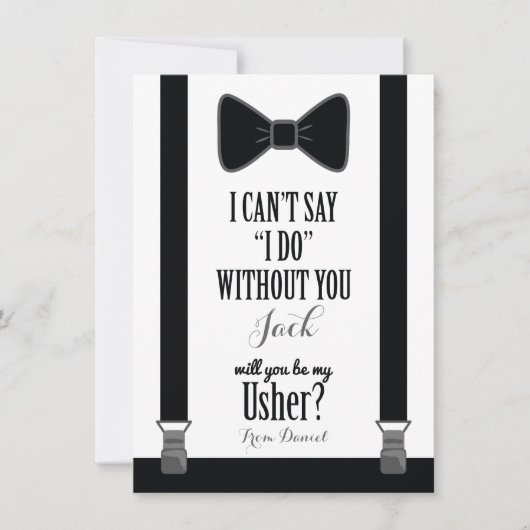 Invitation Serez-Vous Mon Usher - Tuxedo Cravates Bracelets (Devant)