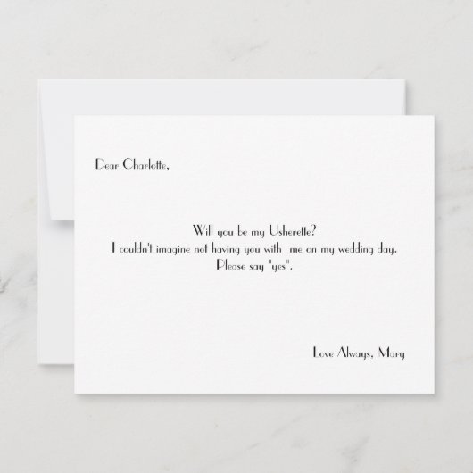 Invitation Serez-Vous Mon Usherette (Dos)