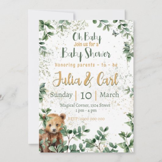 Invitation série de baby shower en forêt 02 (Devant)