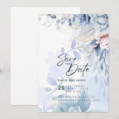 Invitation Série Mariage Élégance Bleue (Devant / Derrière)