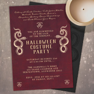 Invitation Serpent Adulte Halloween Party Bourgogne