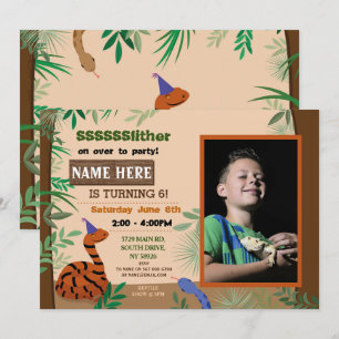 Invitation Serpent d'enfants Fête d'anniversaire Reptile Phot