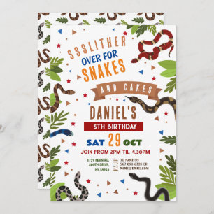 Invitation Serpent fête d'anniversaire Reptiles Jungle Slithe