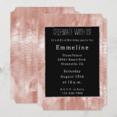 Invitation Serpent rose pâle noir Rose (Devant / Derrière)