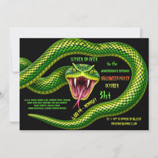 Invitation Serpent Vert Effrayant Halloween Fête Créepy