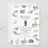 Invitation Serpents colorés Reptile Animal Anniversaire Fête  (Devant)