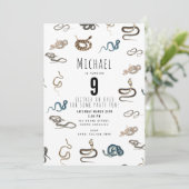 Invitation Serpents colorés Reptile Animal Anniversaire Fête (Debout devant)