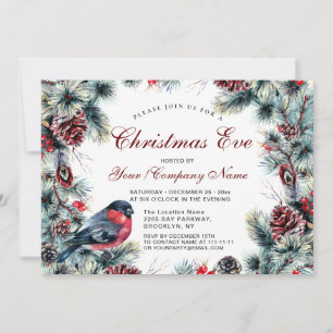 Invitation Serre classique de cône de pin et veille de Noël a