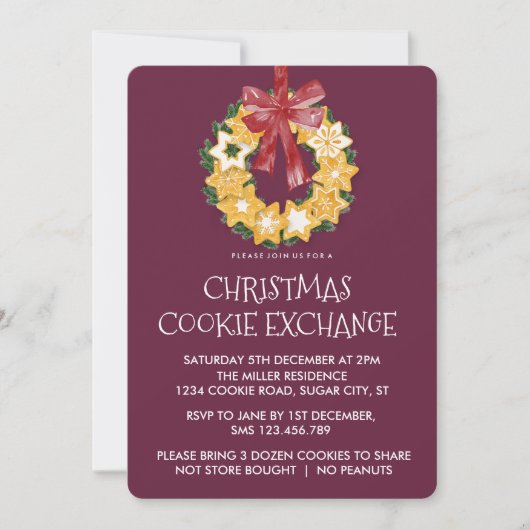 Invitation Serre de biscuits de Noël avec Arrière - plan de p (Devant)