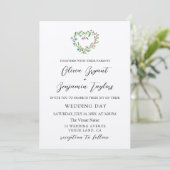 Invitation Serre de coeur floral. Mariage rustique élégant (Debout devant)